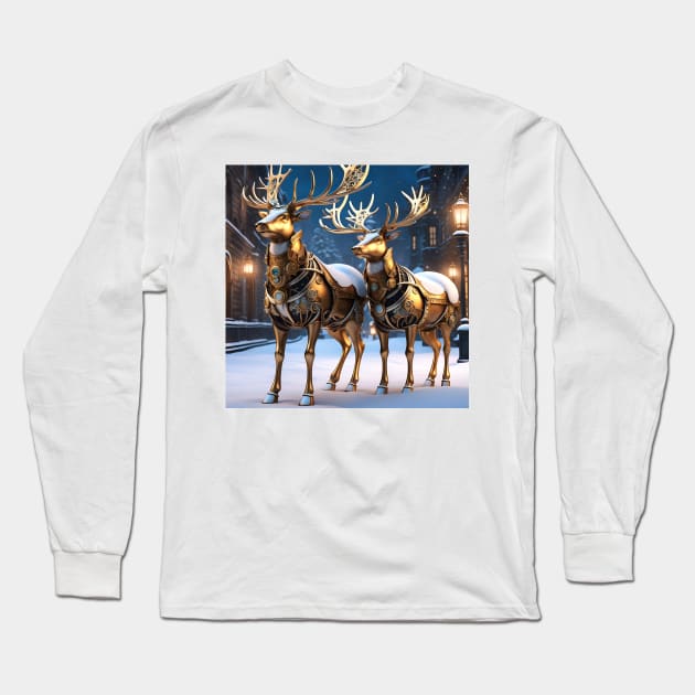 Mech Reindeer Long Sleeve T-Shirt by Planet Jiberish